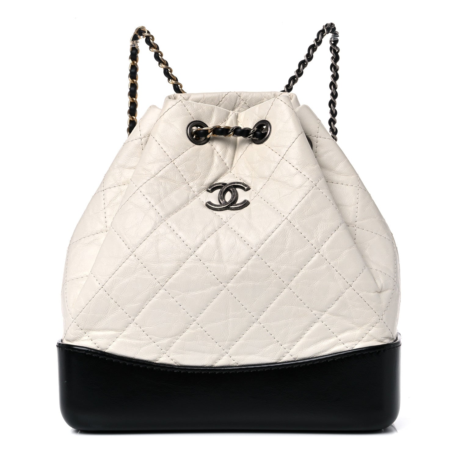 Chanel Aged Calfskin Quilted Small Gabrielle Backpack Black White 2 of 11