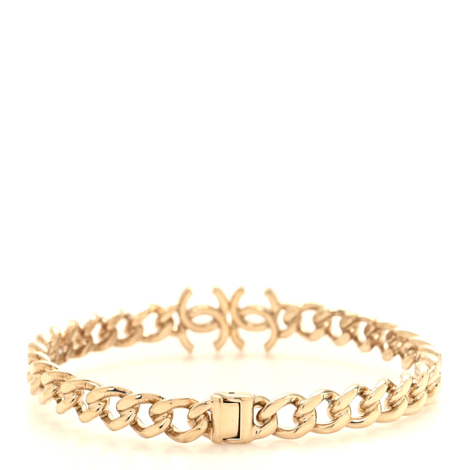 Chanel Metal CC Chain Link Choker Necklace M Gold 3 of 4