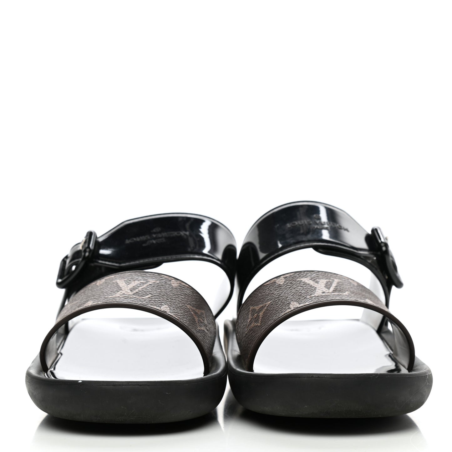 Monogram Sunbath Flat Mule Sandals 39 Black