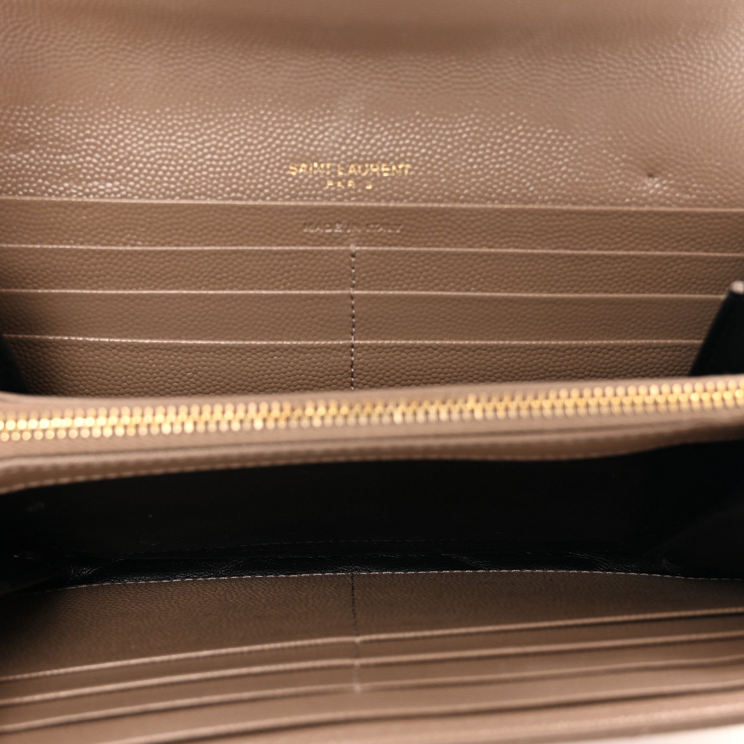 Saint Laurent Grain De Poudre Matelasse Chevron Monogram Flap Wallet Taupe 5 of 7