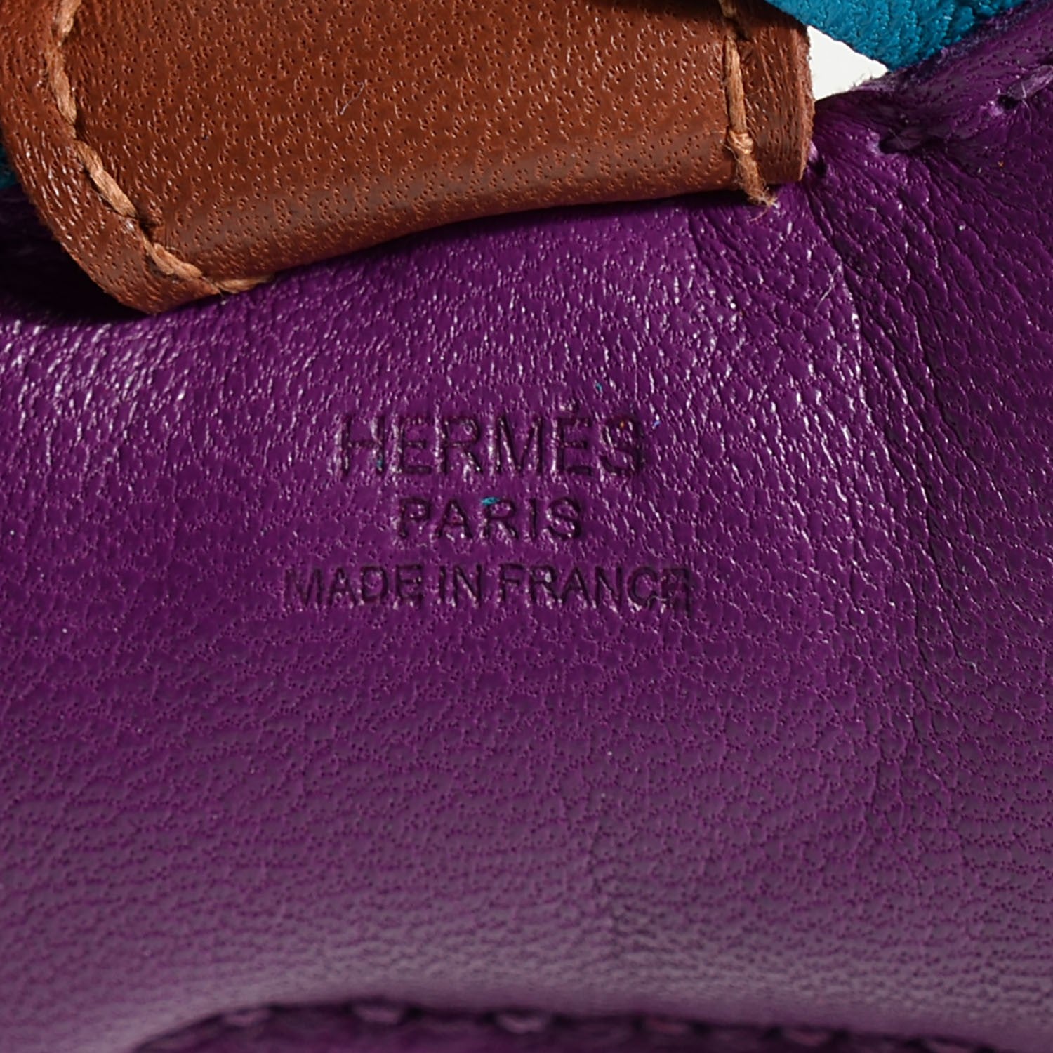 Hermes Milo Lambskin Grigri Rodeo Horse Bag Charm PM Anemone Bleu Izmir Fauve 3 of 4