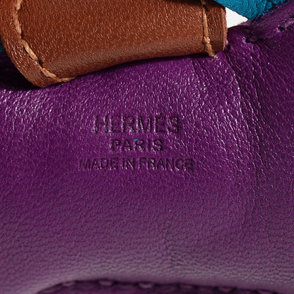 Hermes Milo Lambskin Grigri Rodeo Horse Bag Charm PM Anemone Bleu Izmir Fauve 3 of 4