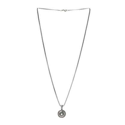 David Yurman Sterling Silver Diamond Prasiolite 8mm Petite Cerise Pendant Necklace 3 of 5