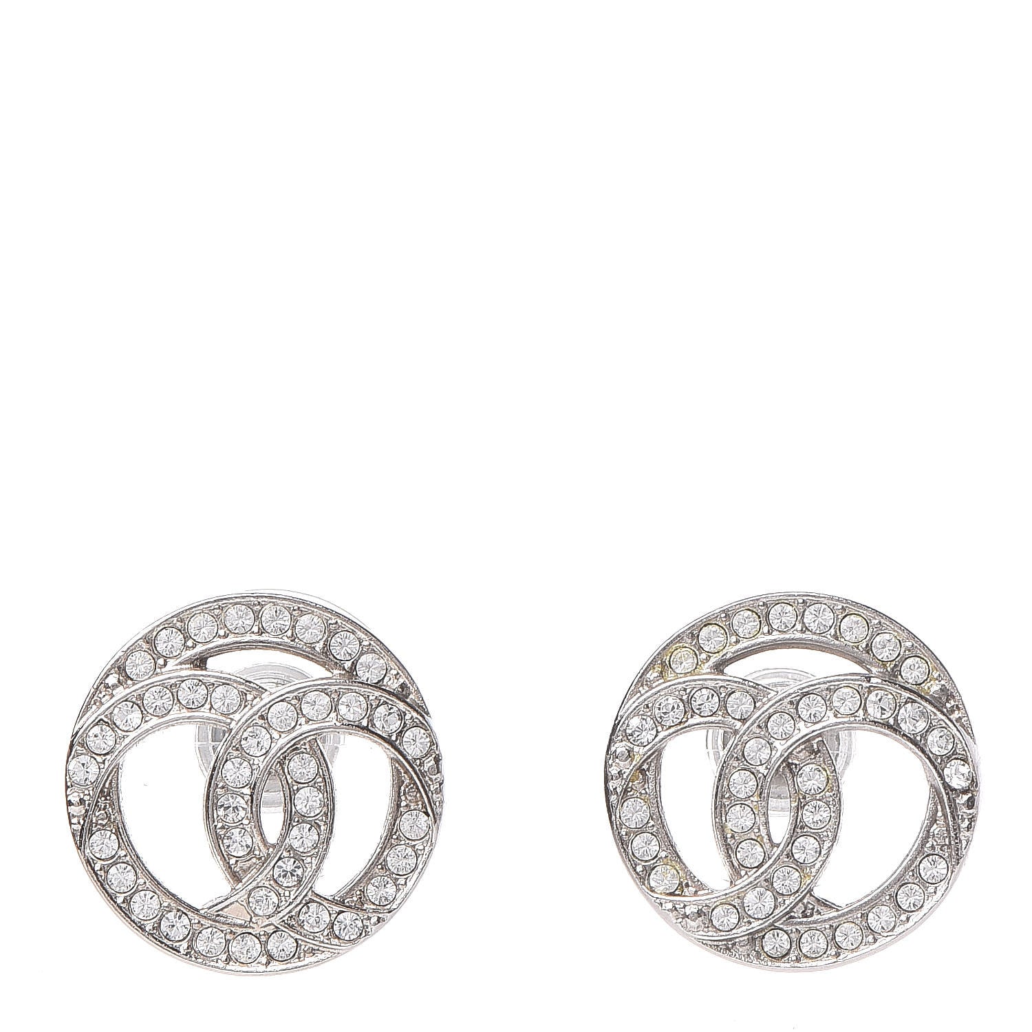 Chanel Crystal CC Earrings Silver 1 of 5