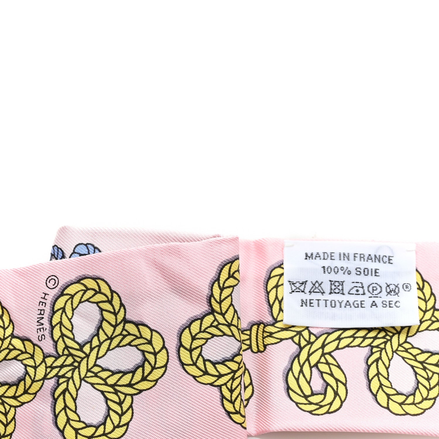 Hermes Silk Galons Et Brandebourg Twilly Rose Pale Bleu Jean 3 of 3