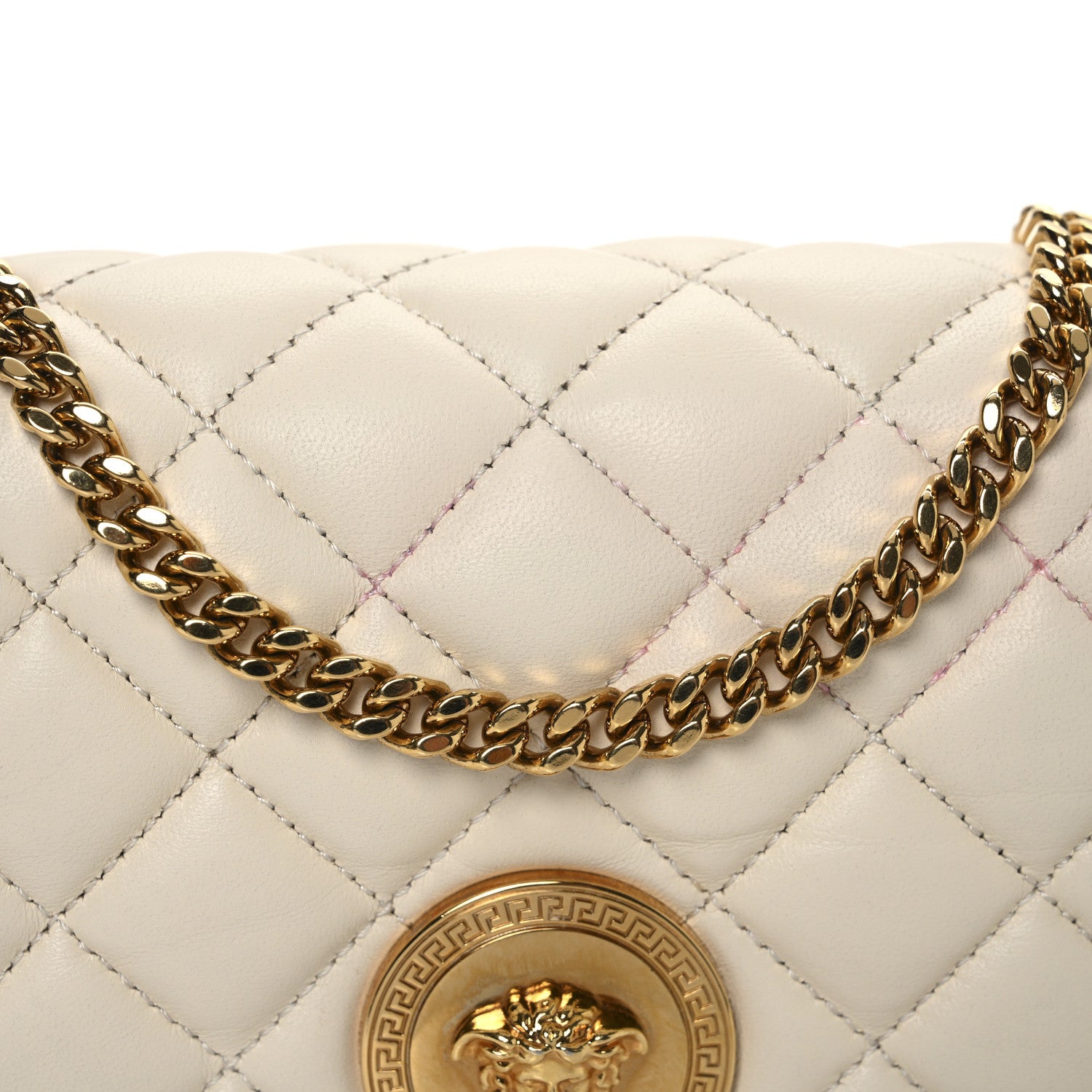 Versace Nappa Quilted Small Medusa Chain Crossbody White 7 of 12