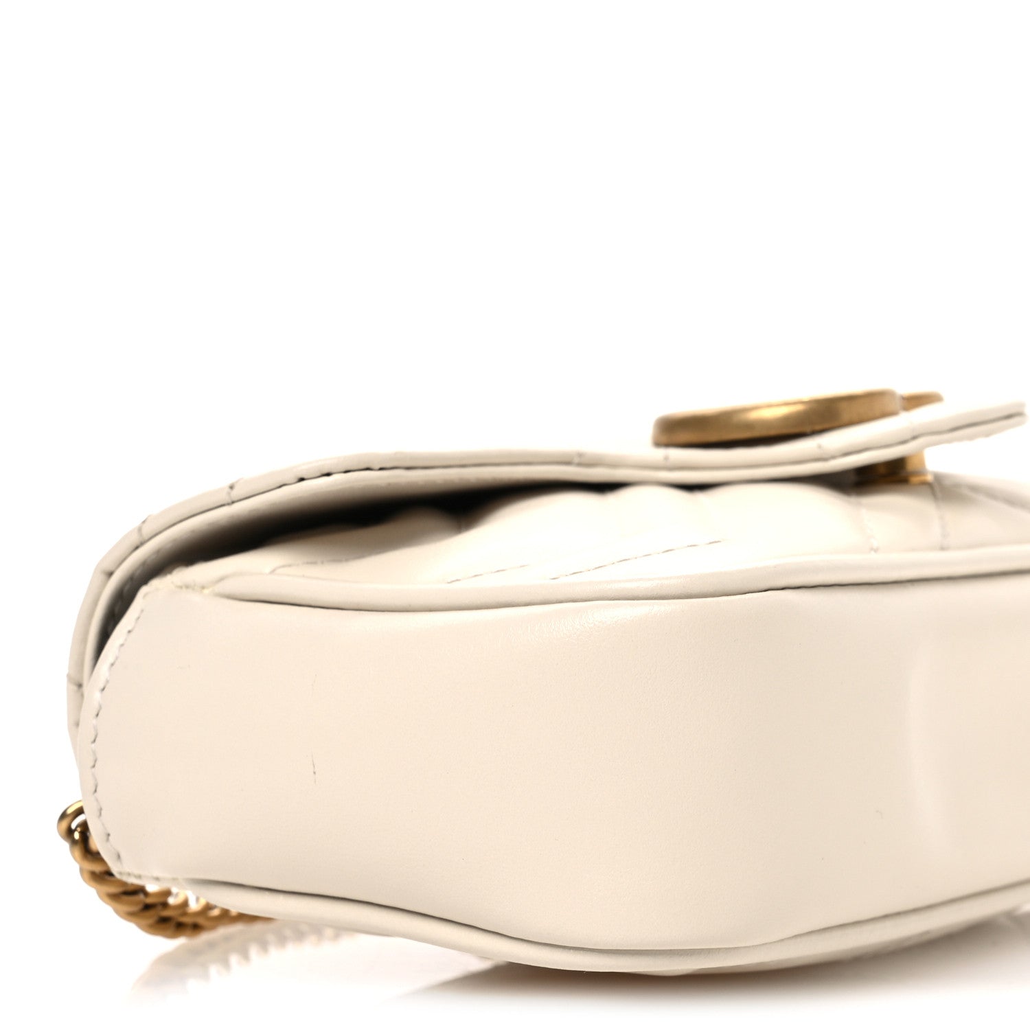 Gucci Calfskin Matelasse Super Mini GG Marmont Shoulder Bag White 9 of 11