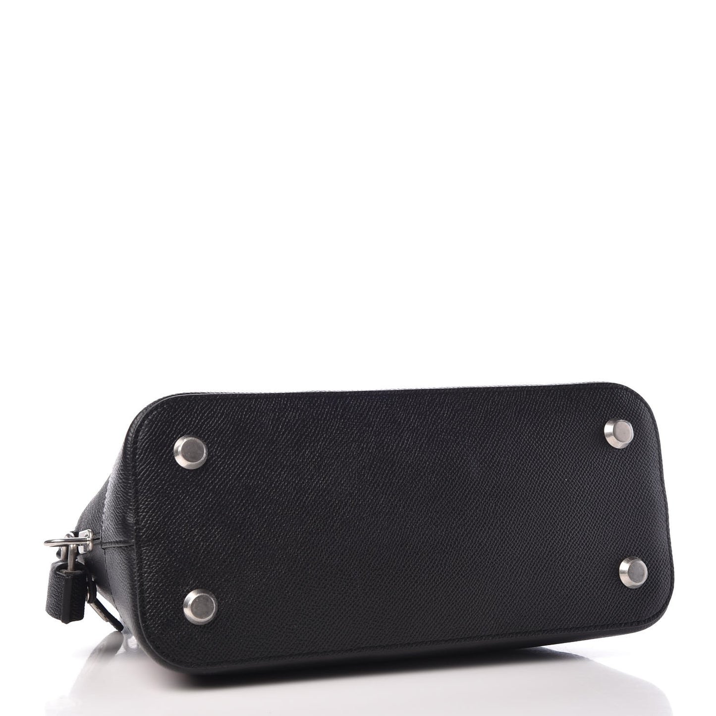 Signature Grained Calfskin Logo S Ville Top Handle Bag Black Rose Shocking