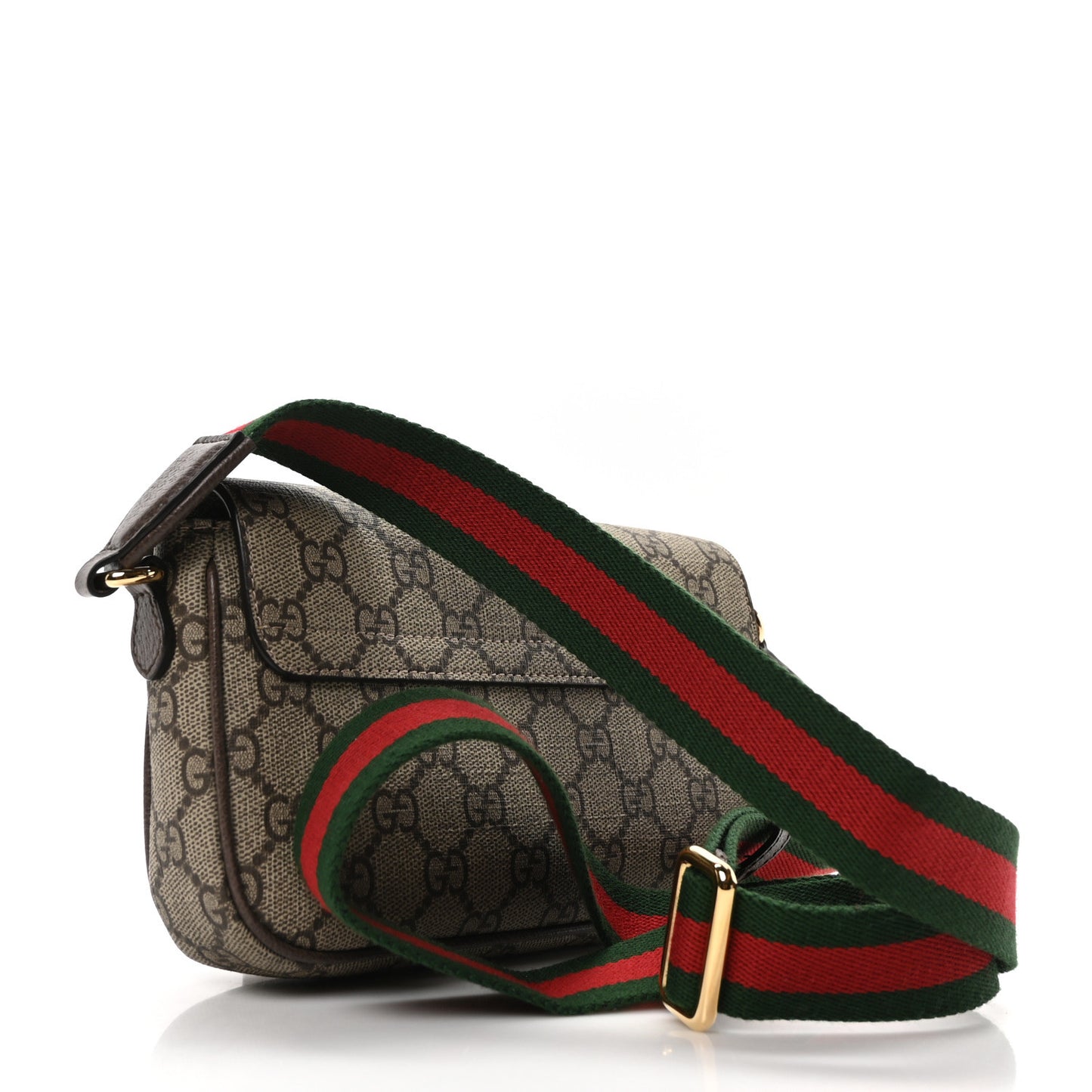 GG Supreme Monogram Textured Dollar Calfskin Web Mini Ophidia Envelope Shoulder Bag Beige Ebony New Acero