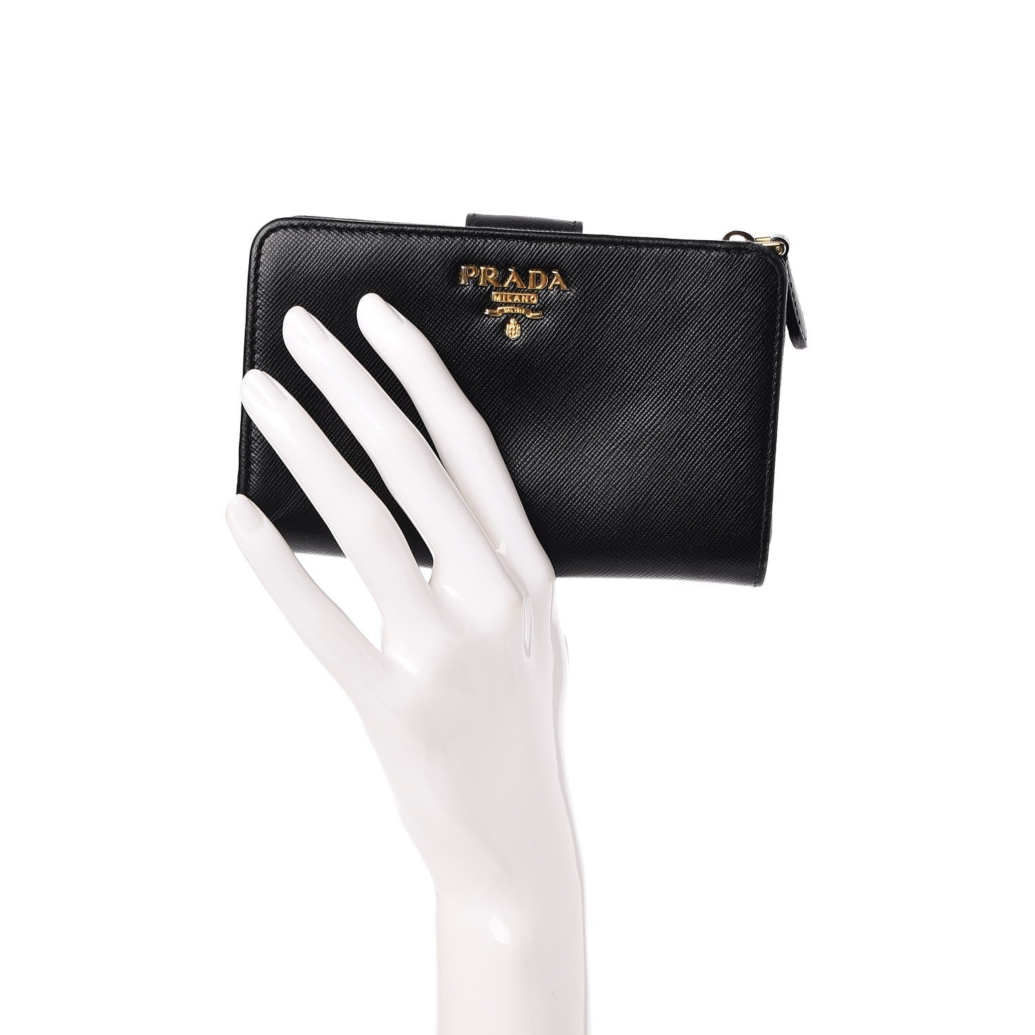 Prada Saffiano Compact Wallet Nero Black 2 of 8