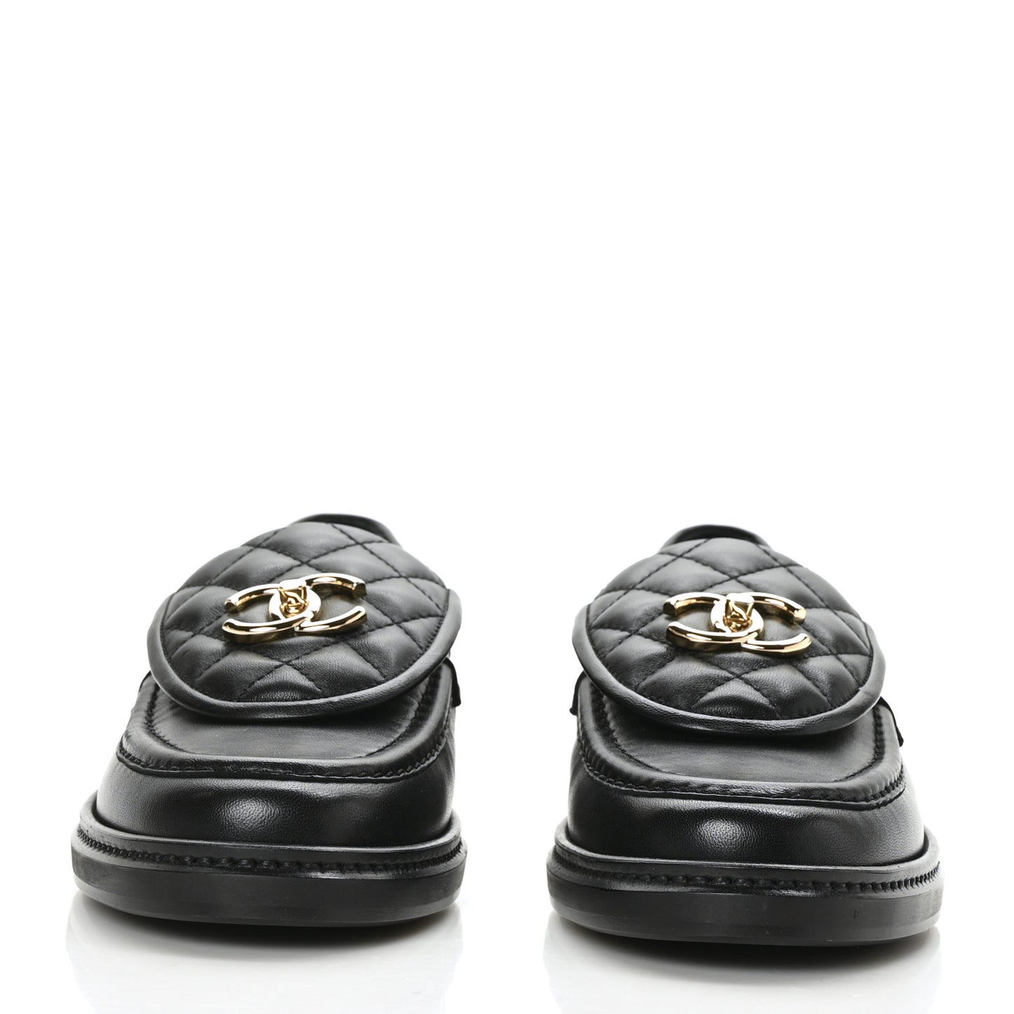 Lambskin Quilted CC Turnlock Loafers 39 Black