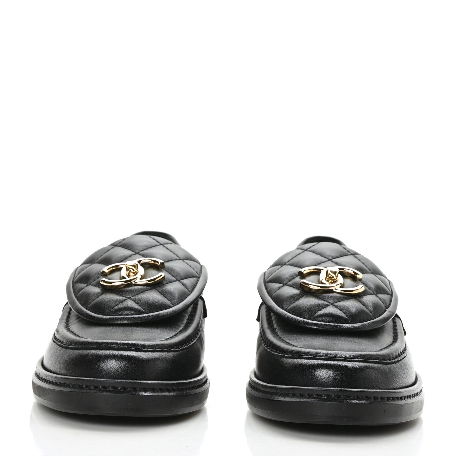 Chanel Lambskin Quilted CC Turnlock Loafers 39 Black 2 of 8