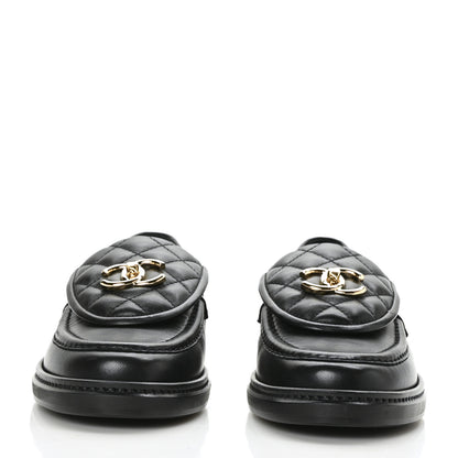 Chanel Lambskin Quilted CC Turnlock Loafers 39 Black 2 of 8