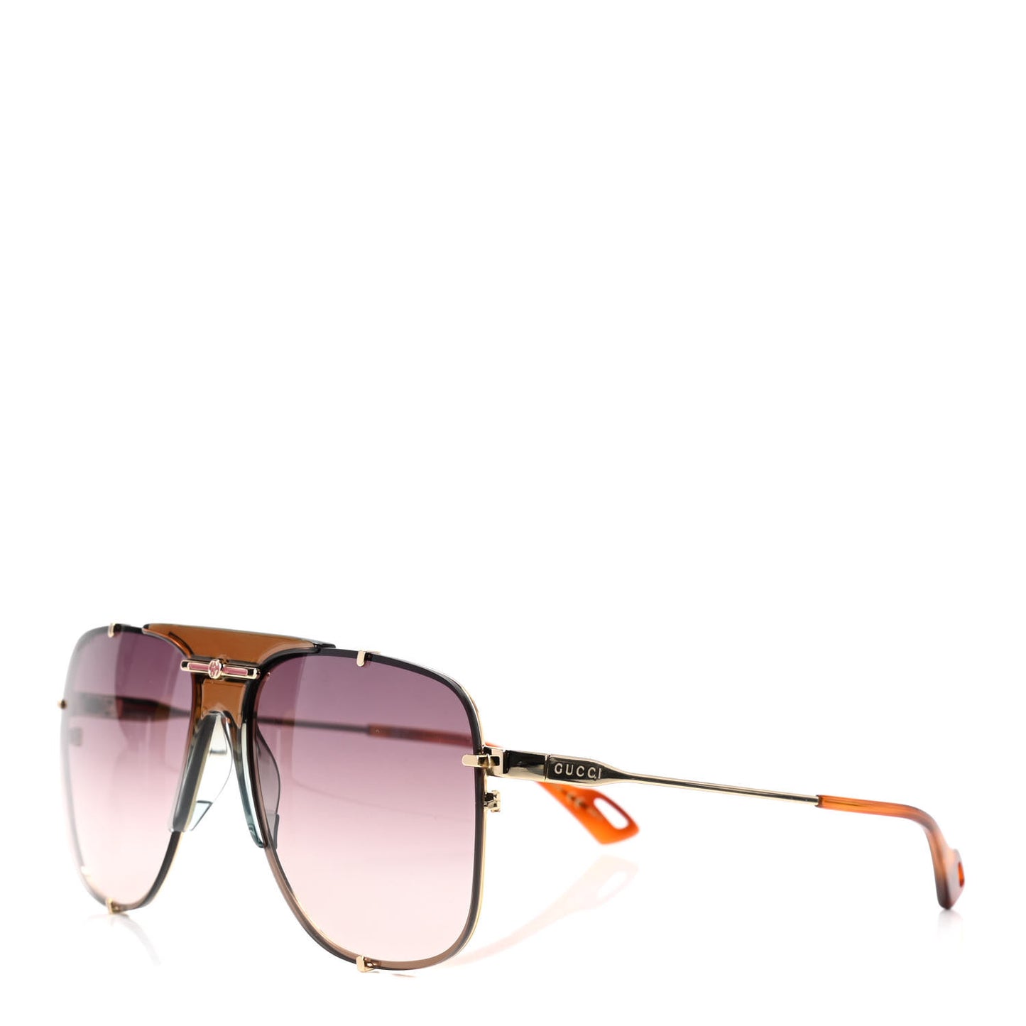 Metal Square Frame Sunglasses GG0739S Brown