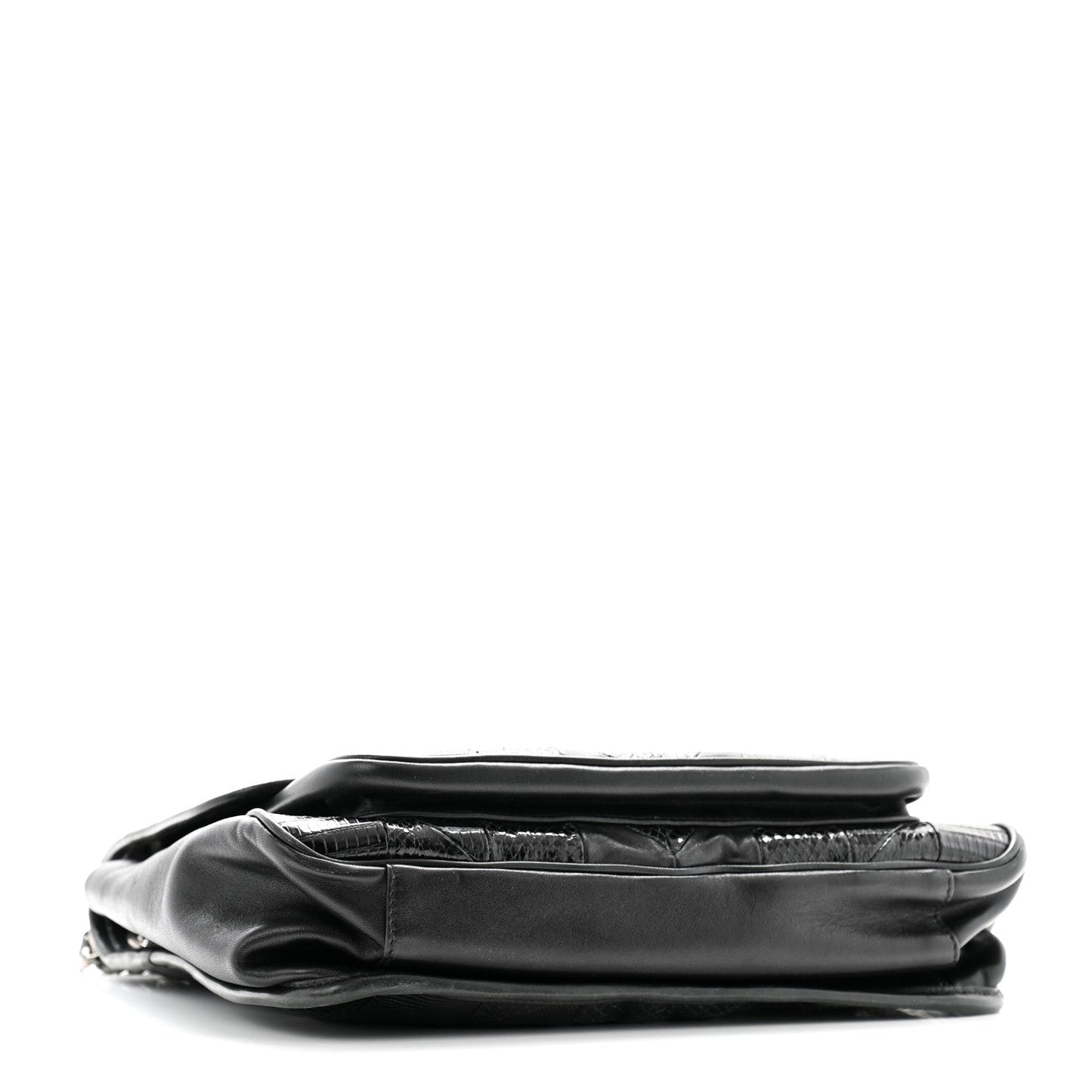 Calfskin Ayers Patchwork Monogram Medium Niki Chain Satchel Black