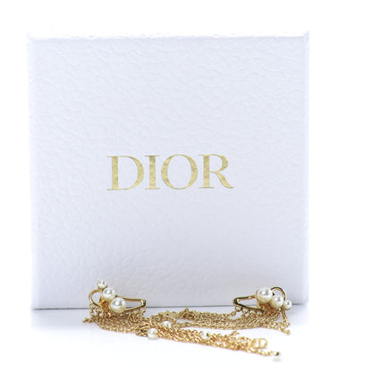 Christian Dior Pearl Dangle Chain Earrings Gold 5 of 5