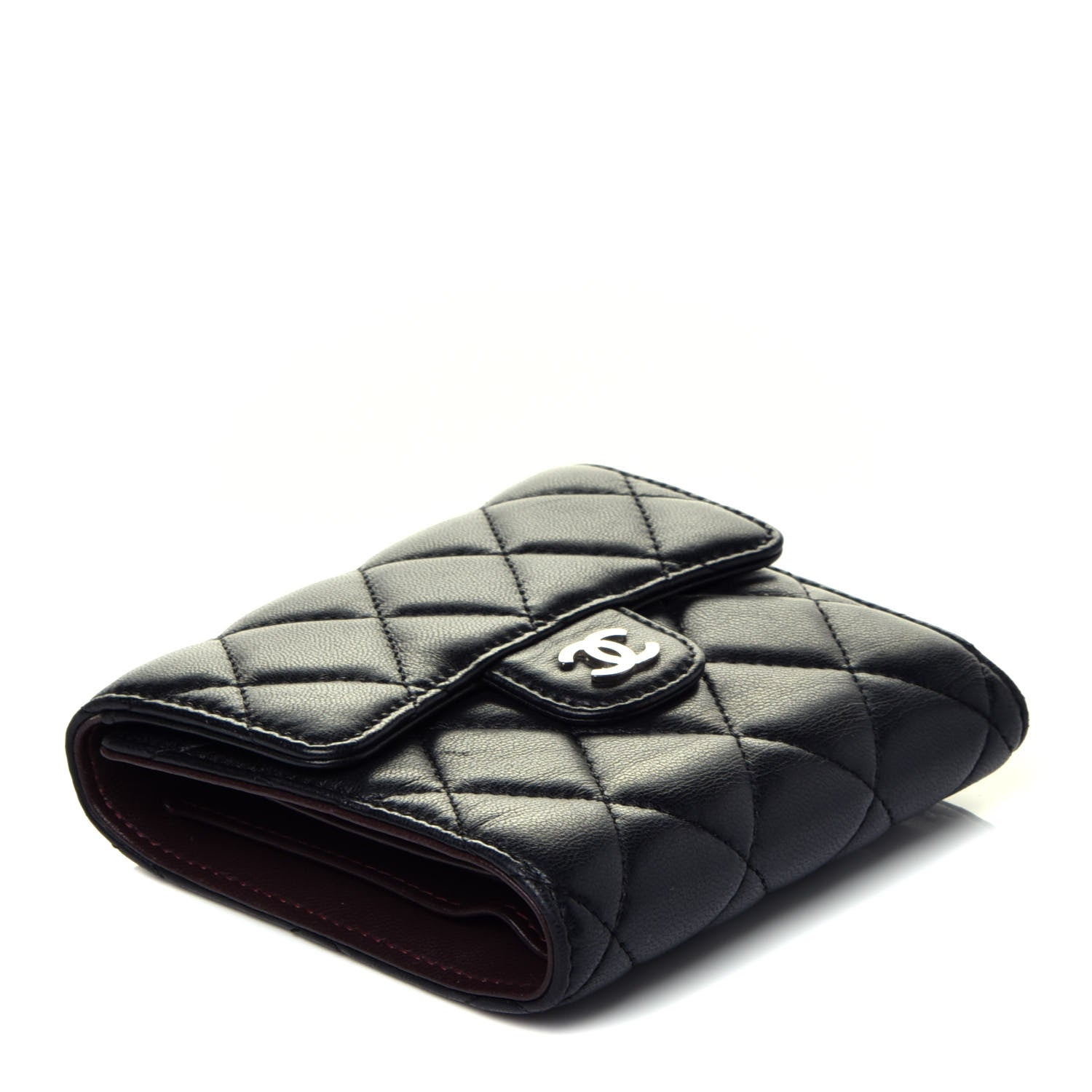 Chanel Lambskin Quilted Compact Flap Wallet Black 4 of 7
