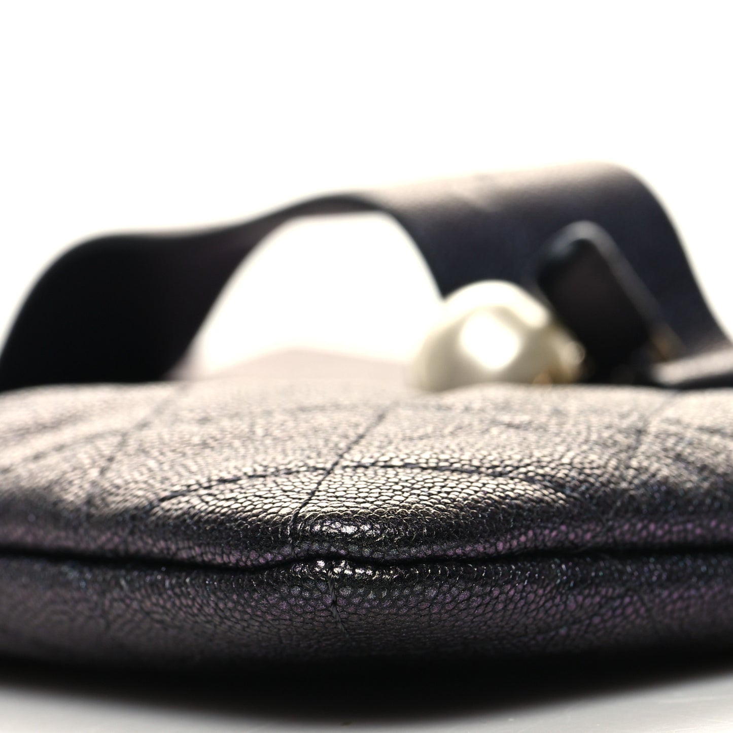 Iridescent Caviar Medium Night by the C Pouch Clutch Black