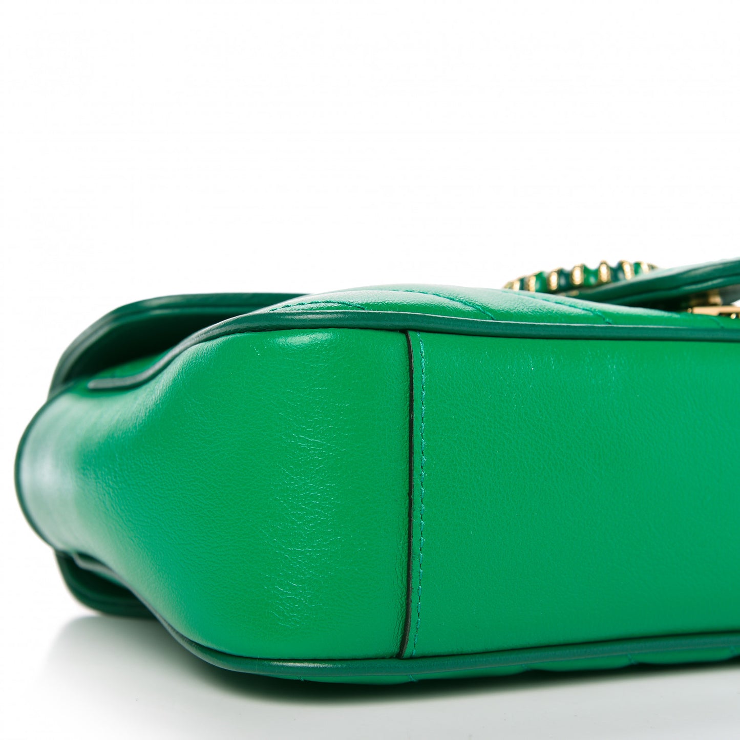 Azalea Calfskin Enamel Matelasse Diagonal Small Torchon GG Marmont Shoulder Bag New Shamarock Emerald