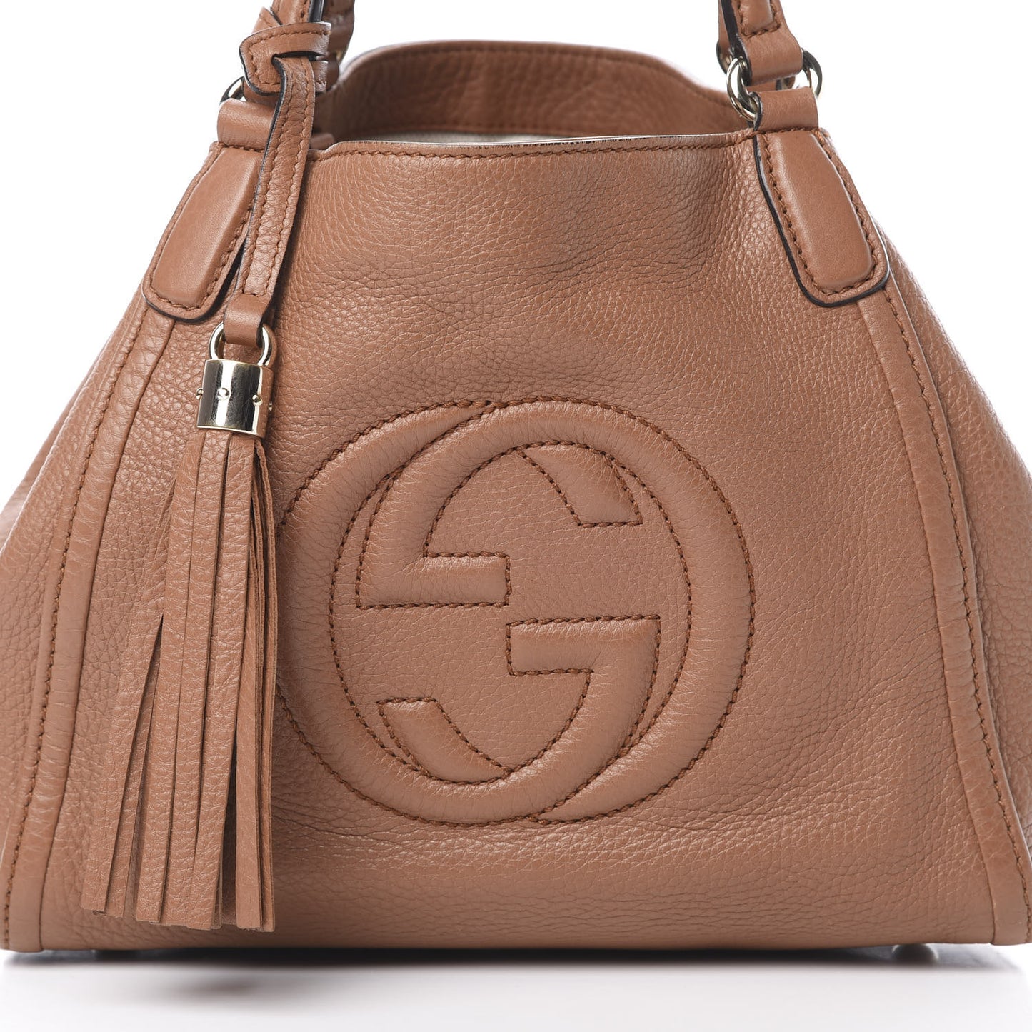 Pebbled Calfskin Small Soho Shoulder Bag Dusty Blush