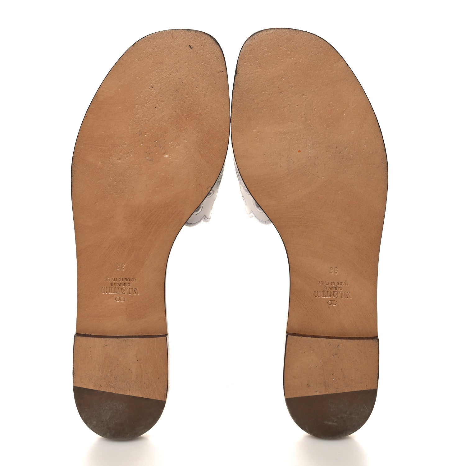Valentino Garavani Calfskin Vlogo Lasercut Slide Sandals 38 Optic White 5 of 6
