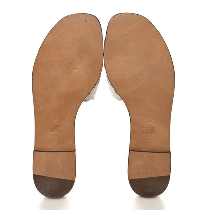 Valentino Garavani Calfskin Vlogo Lasercut Slide Sandals 38 Optic White 5 of 6