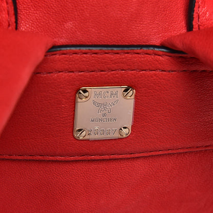 MCM Lambskin Fox Fur Small Stark Insignia Backpack Red 9 of 9