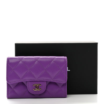 Chanel Caviar Quilted Flap Card Holder Wallet Purple 8 of 8