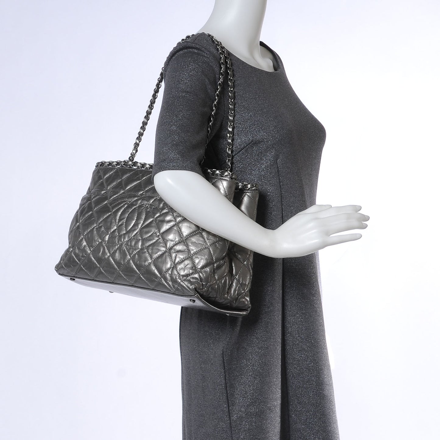 Calfskin Small Chain Me Tote Silver