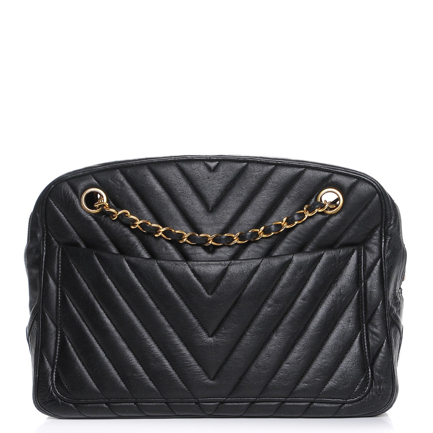 Chanel Lambskin Chevron Quilted Camera Case Black 1 of 9