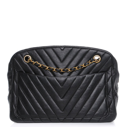 Chanel Lambskin Chevron Quilted Camera Case Black 1 of 9