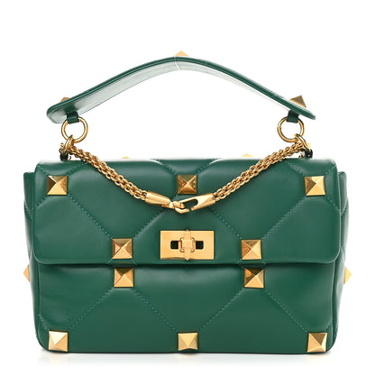 Valentino Garavani Nappa Large Roman Stud Shoulder Bag Jungle 1 of 8