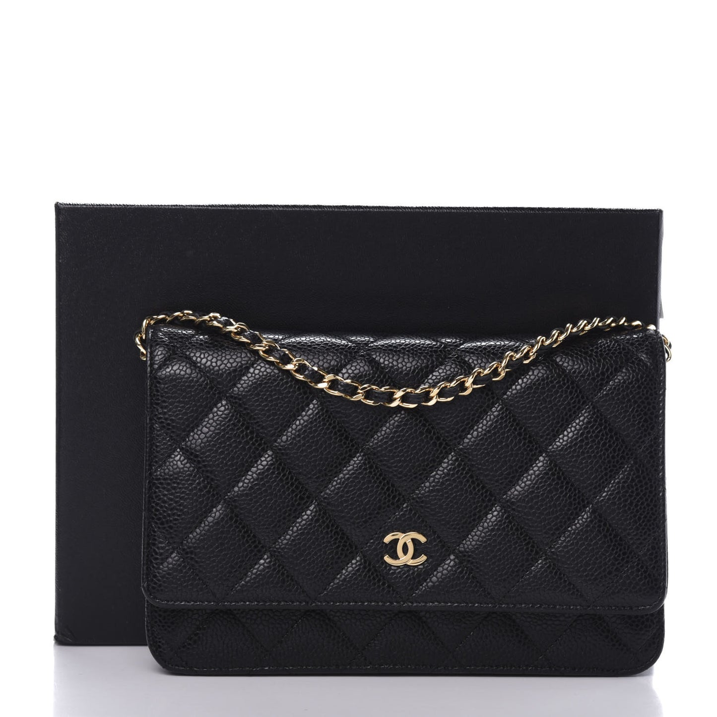 Caviar Quilted Wallet On Chain WOC Black