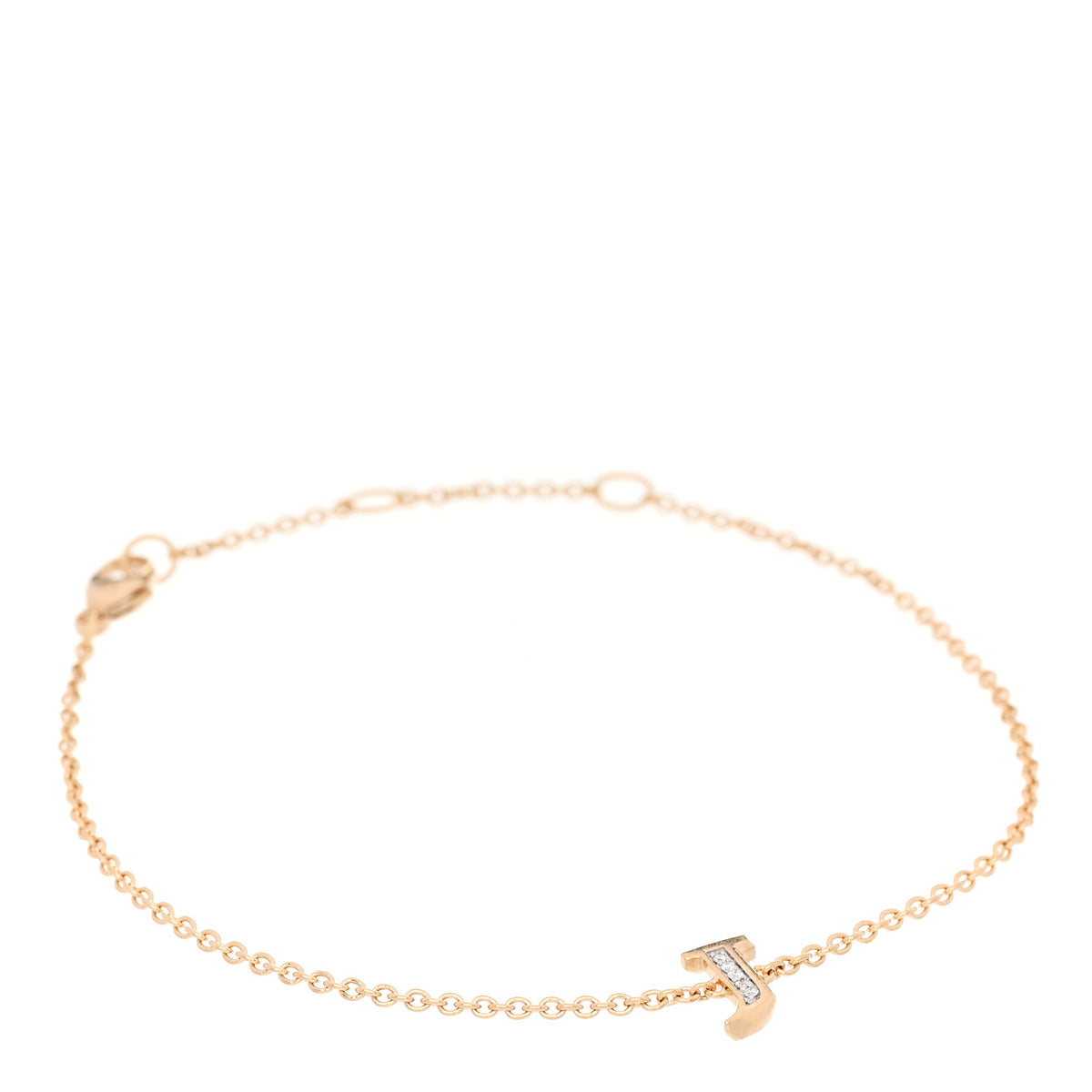 18K Yellow Gold Diamond Initial J Chain Bracelet