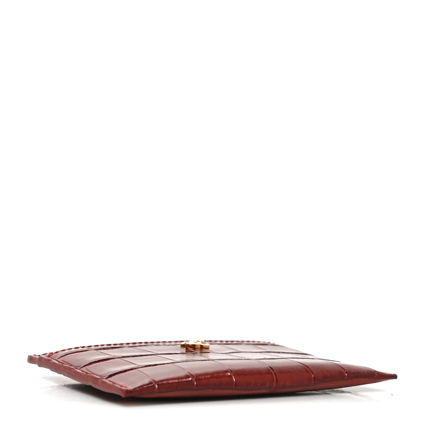 Calfskin Crocodile Embossed Crococo Card Holder Burgundy