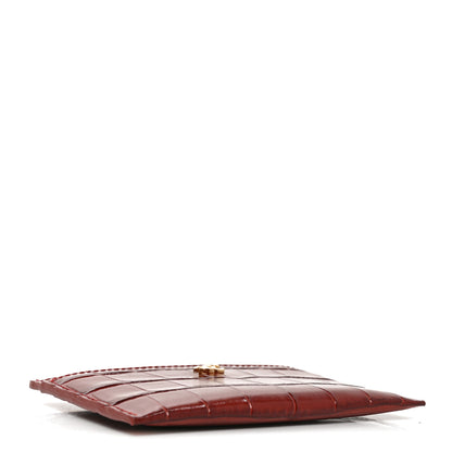 Chanel Calfskin Crocodile Embossed Crococo Card Holder Burgundy 4 of 8