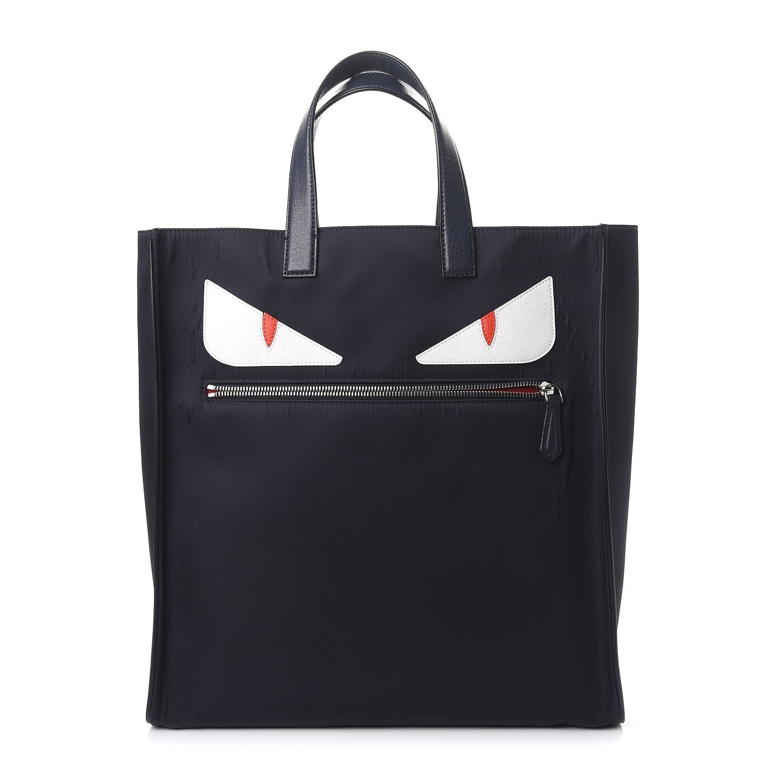 Fendi Nylon Vitello Elite Monster Eyes Tote Blue Scuro White Multicolor 1 of 13