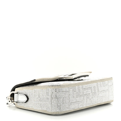 Fendi Crystal Vitello Laminato FF Mini Baguette Crystal Argento 4 of 10