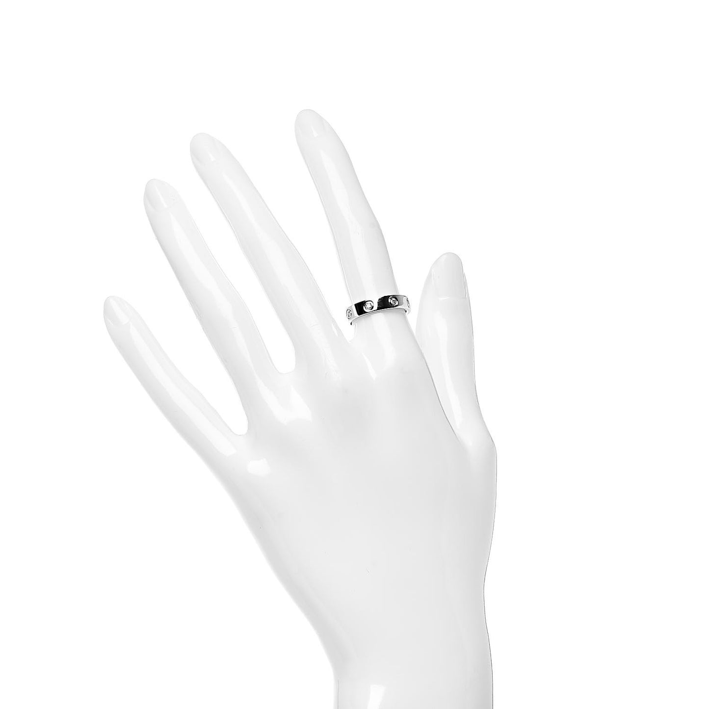 18K White Gold 8 Diamond 4mm Wedding Band LOVE Ring 50 5.25