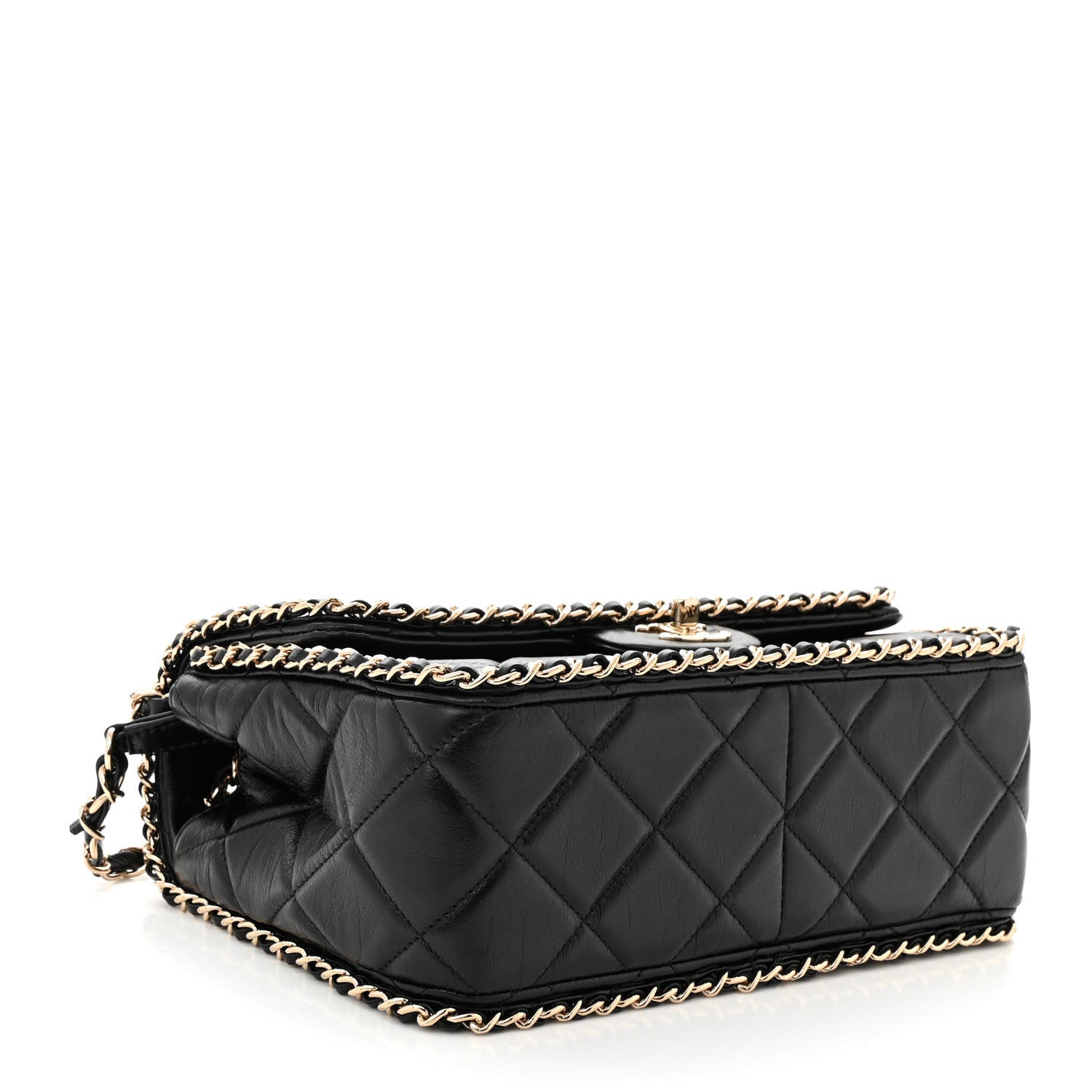 Chanel Crumpled Calfskin Medium Chain All Over Flap Black 4 of 10