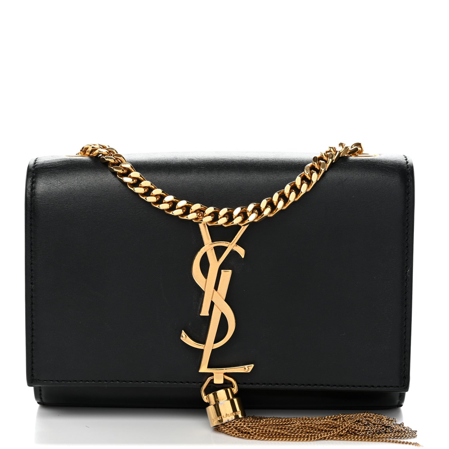 Saint Laurent Smooth Calfskin Classic Monogram Kate Tassel Chain Wallet Black 1 of 13