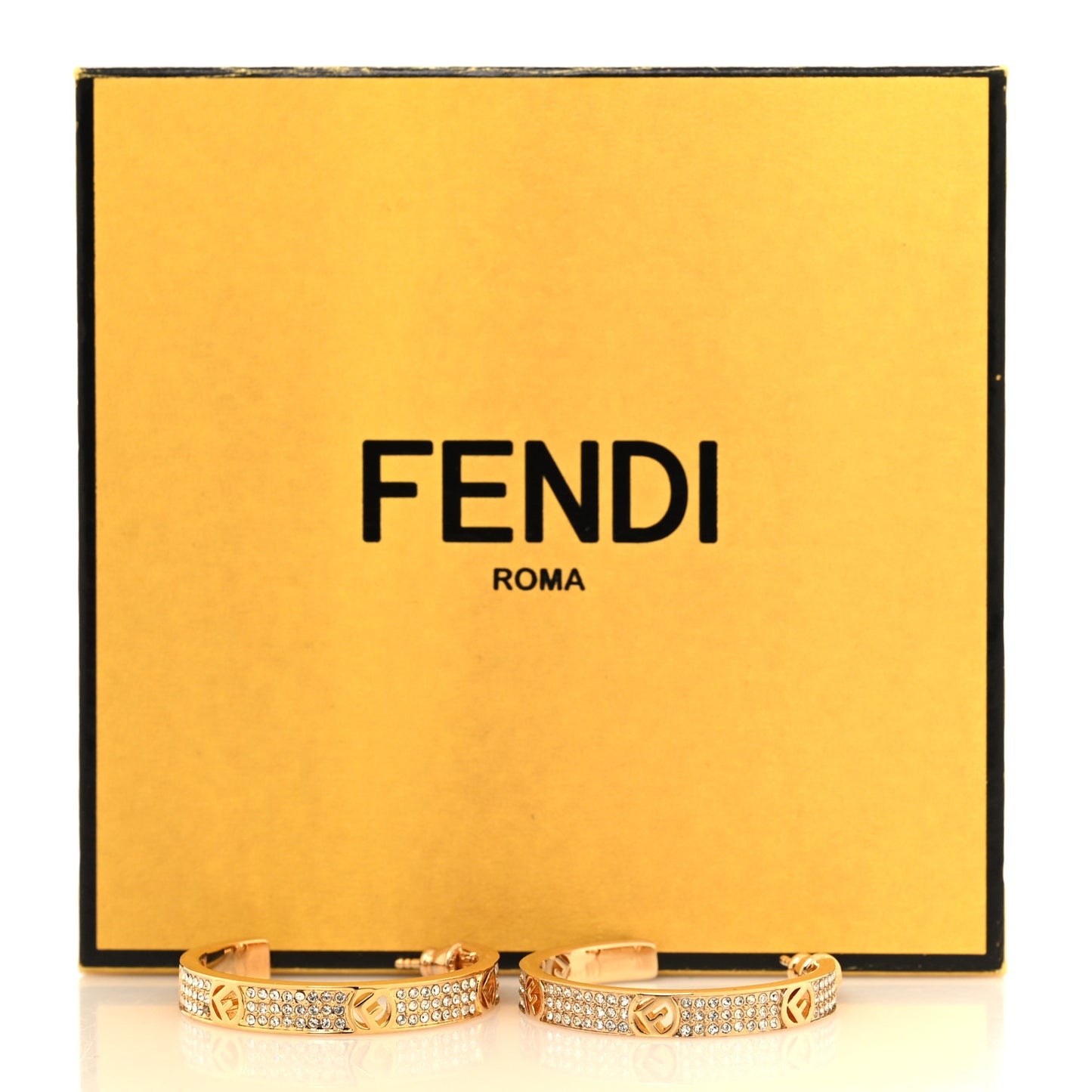Metal Crystal F is Fendi Hoop Earrings Gold