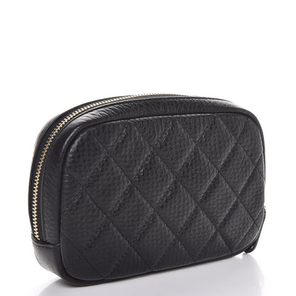 Chanel Grained Calfskin Quilted Small Curvy Pouch Cosmetic Case Black 3 of 8