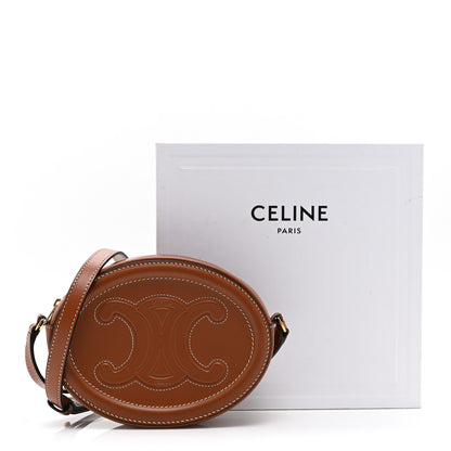 Celine Smooth Calfskin Cuir Small Triomphe Oval Crossbody Purse Tan 12 of 12