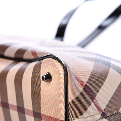 Burberry Patent Trim Nova Check Shopper Tote Black 19 of 23