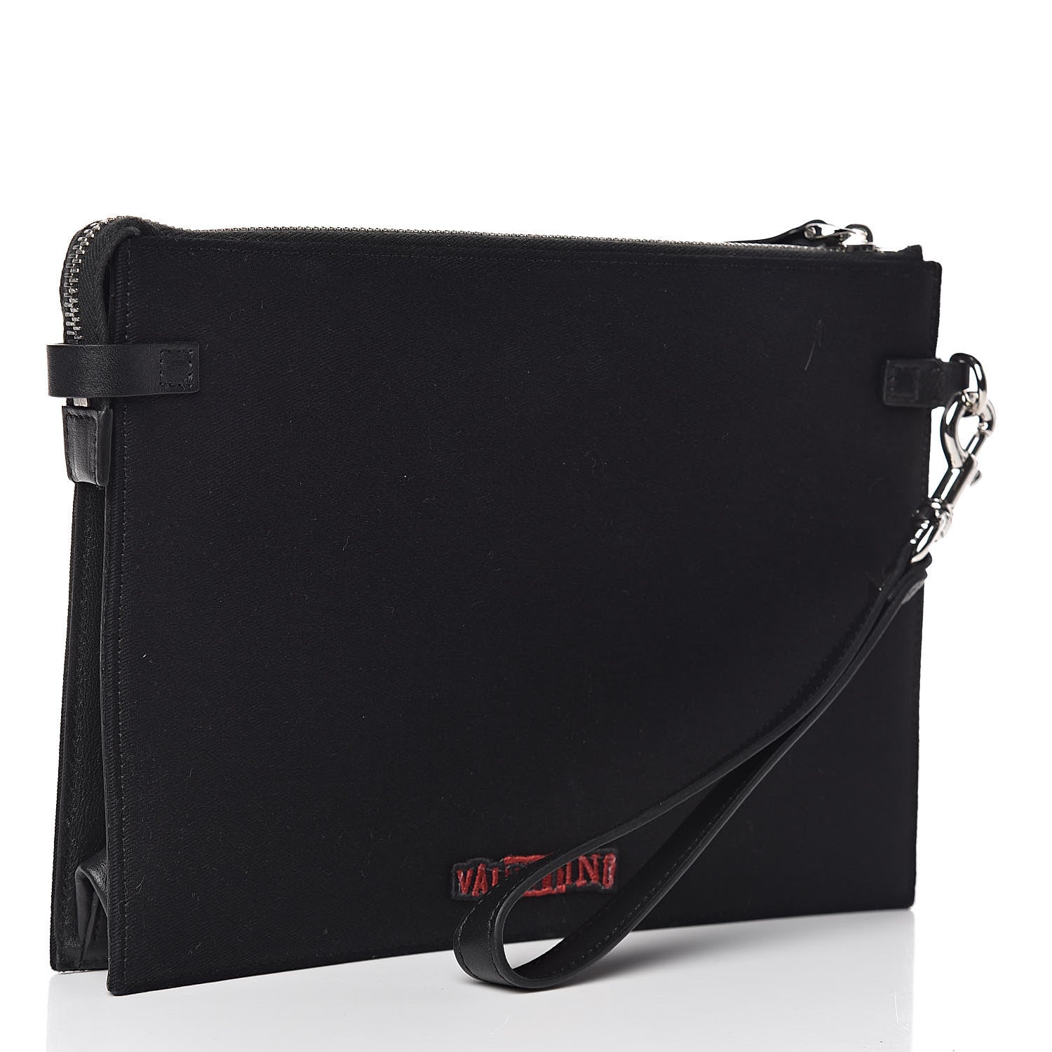 Valentino Garavani X JAMIE REID Cotton Canvas Embroidered Wristlet Zip Wristlet Pouch Black 3 of 7
