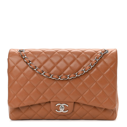 Chanel Caviar Quilted Maxi Double Flap Light Brown 1 of 9