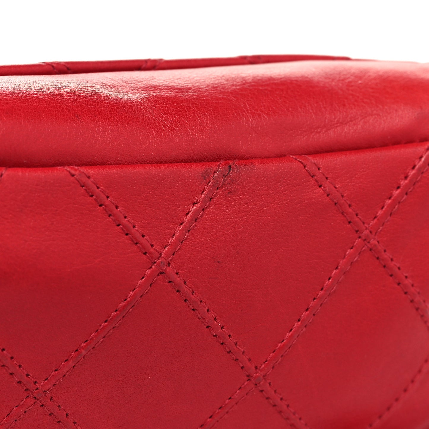 Lambskin Diamond Stitched Turn Lock Flap Belt Bag 75 30 Red