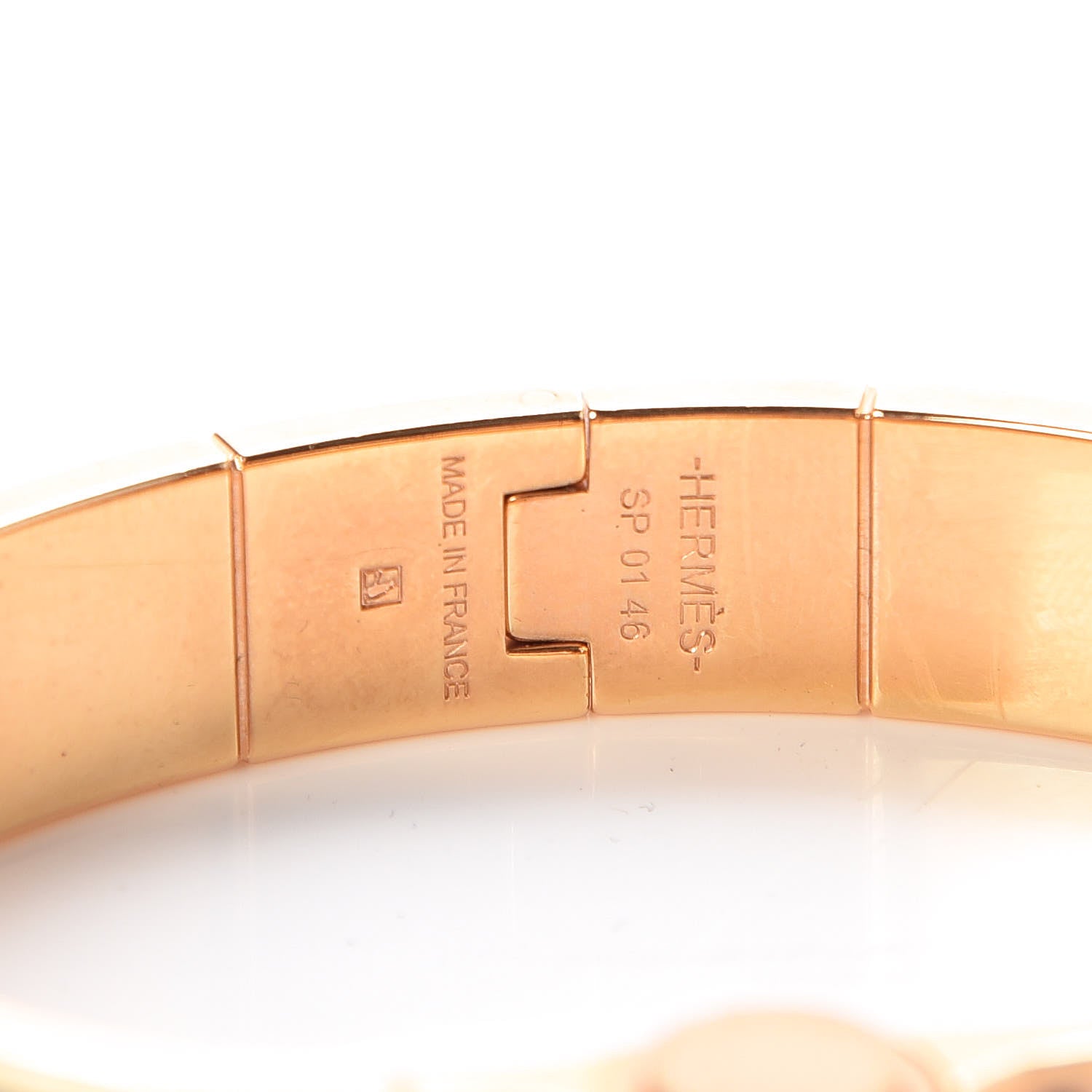 Hermes Enamel Printed Narrow Bolduc Au Carre Hinged Bracelet S 4 of 5