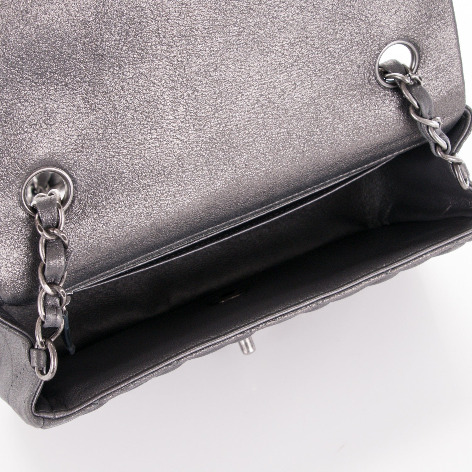 Chanel Iridescent Calfskin Quilted Mini Rectangular Flap Dark Grey 5 of 7